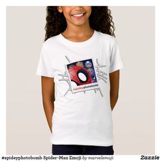 Spider-Man Emoji. T-Shirt. Producto disponible en tienda Zazzle. Vestuario, moda. Product available in Zazzle store. Fashion wardrobe. Regalos, Gifts. Trendy tshirt. #camiseta #tshir #spideyphotobomb Kid Shoes, Clothing And Shoes, Kids Outfits, Marvel, Top Outfits