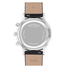 The refined style of the Museum Classic men's watch from Movado is defined by the black Museum dial, stainless steel dot and hands framed by a tone-on-tone outer ring set in a 42mm stainless steel case. The black leather strap unites the design, and secures with a buckle clasp. The men's watch features three timing subdials, date window, a Swiss quartz movement, scratch-resistant sapphire crystal, and has water-resistance to 30 meters. Classic Black Chronograph Watch, Classic Chronograph Watch In White Gold, Classic White Gold Chronograph Watch With Polished Finish, Black Chronograph Watch With Polished Finish, Timeless Black Chronograph Watch With Polished Finish, Modern Black Chronograph Watch With Polished Finish, Black Chronograph Watch With Polished Finish For Business, Classic Chronograph Watch With Metal Dial For Business, Classic Chronograph Watch For Business With Metal Dial