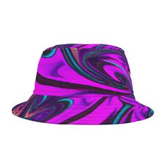 Festival Fever Pink Bucket Hat - Acid Daddy Pink Summer Hats For Music Festival, Fun Pink Hat For Music Festival, Trendy Pink Hats For Music Festival, Purple Summer Snapback Hats, Adjustable Pink Bucket Hat For Festival, Summer Rave Festival Hats, Pink Flat Brim Hat For Festival, Purple Festival Hat, One Size, Purple Hat For Festivals