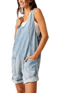 Sturdy short overalls are cut from light-wash nonstretch denim and as much fun to wear as they were when you were a kid. Scoop neck Adjustable straps Front patch pockets 100% cotton Machine wash, tumble dry Made in Turkey Short Loungewear, High Roller, Simple Tees, Bright Eyes, Cardigan Top, Chunky Sweater, Light Wash Denim, Overall Shorts, Swimwear Tops