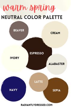 Spring Neutral Color Palette, Light Spring Palette, Neutral Color Palettes