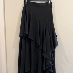 Black Zara Skirt, Light Material And Very Flattering! Never Worn, Tag Still Attached Zara Evening Midi Skirt, Black Tiered Maxi Skirt For Evening, Elegant Black Ruffled Maxi Skirt, Zara Skirt For Evening, Zara Evening Skirt, Zara Flowy Tiered Maxi Skirt, Black Tiered Maxi Skirt With Lining, Black Tiered Maxi Skirt With Lined Detail, Zara Long Maxi Skirt For Party