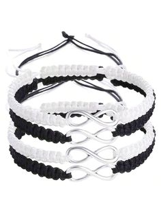 4pcs/Set Handmade Woven Infinity Symbol Bracelets, Unisex Couples & Friends Jewelry Gift     Polyester     Women Fashion Jewelry, size features are:Bust: ,Length: ,Sleeve Length: Adjustable White Infinity Jewelry, Infinity Charm Bracelet, Braided Friendship Bracelets, Braided Rope Bracelet, Bff Bracelets, Lovers Bracelet, Couples Bracelet, Bracelet Couple, Infinity Jewelry