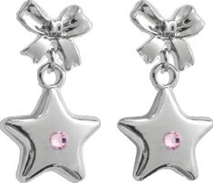 Pink Star Earrings For Party, Pink Star-shaped Party Earrings, Pink Star-shaped Sterling Silver Jewelry, Pink Star Charm Dangle Earrings, Elegant Pink Star-shaped Jewelry, Pink Dangle Earrings With Star Charm, Bow Earring, Trendy Rings, Pink Star