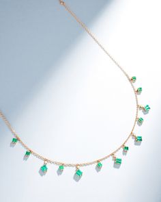 Suzanne Kalan Bold Emerald Cascade Necklace in 18k yellow gold Top Engagement Rings, Cascade Necklace, Baguette Necklace, Gold Rings Fashion, Rings Fashion, Fine Jewellery Necklace, White Diamonds, Staple Pieces, Diamond White