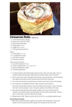 the recipe for cinnamon rolls is shown here