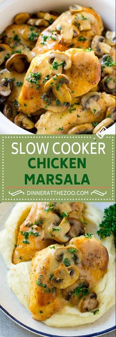 slow cooker chicken marsala with mushrooms and parsley