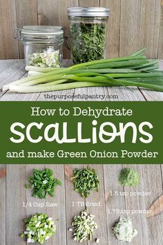 how to dehydraate scallions and make green onion powder in mason jars