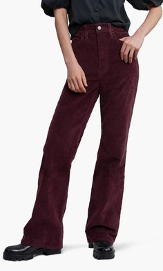 Levi's L109809 Womens Burgundy Ribcage Bootcut Corduroy Pants Size 31x33 Details & Care Thick-wale stretch-cotton corduroy brings plush texture to bootcut pants topped by Levi's highest rise yet. Zip fly with button closure Five-pocket style 98% cotton, 2% elastane Machine wash, tumble dry or dry clean Imported Syx Wide Leg Corduroy Pants, Levi's Ribcage, Levis Ribcage, Corduroy Pants Women, Zippered Sweater, Bootcut Pants, Pants Style, Rib Cage, Corduroy Pants