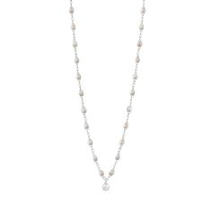 Gigi Clozeau - Gigi Supreme Classic 1 Diamond Necklace, Opal, White Gold, 16.5 Timeless Single Strand Diamond White Jewelry, Single Strand Diamond White Sterling Silver Necklace, Sterling Silver Single Strand Diamond Necklace, Everyday Luxury Pearl Pendant Jewelry, Timeless Silver Solitaire Single Strand Necklace, Timeless Silver Solitaire Necklace Single Strand, White Gold Briolette Gemstone Necklace, White Gold Gemstone Necklace With Briolette Shape, White Gold Briolette Necklace With Gemstone