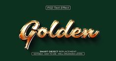 the golden text effect for photoshopped