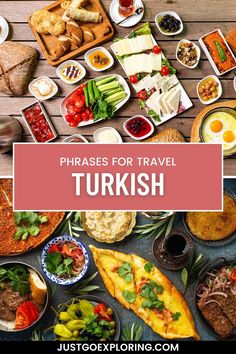 the words phrases for travel turkish surrounded by food