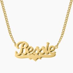 Dress your little ones with a nameplate necklace! Customize this necklace with a name or a meaningful word. Crafted from 18K gold and silver plating, this piece is durable and made to last. Details: Personalize With: a Name or Word. Pendant Size varies by name (3.5cm-5cm) Matching Cuban Chain Closure: Lobster Clasp Jewelry Gift Guide, Nameplate Necklace, Photo Pendant, Engraved Necklace, Cuban Chain, Precious Jewelry, Personalized Necklace, Chains For Men, Gold Plated Silver