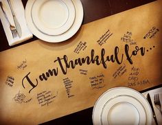 a place mat with the words i am grateful for written in cursive writing