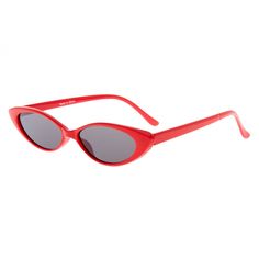 A twist on the original 1960's cat eye sunglasses, this even slimmer, red version will give a combination of both retro and futuristic vibes. Get the look today from our Claire's collection! Lens Color: Black Frame Color: Red Frame Type: Cat eye Dimensions: 6" W x 1" H Material: Plastic - Claire's Slim Cat Eye Sunglasses - Red Red Plastic Cat Eye Sunglasses With Tinted Lenses, Trendy Red Plastic Cat Eye Sunglasses, Red Cat Eye Plastic Sunglasses, Red Plastic Cat Eye Sunglasses, Red Cat Eye Sunglasses With Tinted Lenses, Retro Red Cat Eye Sunglasses For Summer, Retro Red Cat Eye Sunglasses With Uv Protection, Modern Red Cat Eye Sunglasses For Summer, Red Cat Eye Sunglasses With Uv Protection For Party