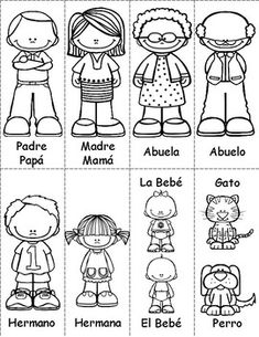 the spanish language worksheet for children with pictures of different people and their names