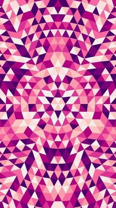 an abstract pattern made up of pink and purple triangles, with white dots on the center