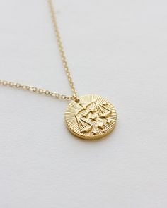 Spiritual Gold Charm Necklaces For Birthday Gift, Spiritual Gold Charm Necklace For Birthday Gift, Symbolic Gold Jewelry For Birthday Gift, Gold Medallion Necklace For Birthday, 14k Gold Filled Jewelry For Birthday, Friend Present, Birthday Gift Best Friend, Libra Necklace, Astrology Necklace