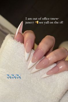 French Tip Stiletto Nails Long, Acrylic Nails Nude, Sharp Nails, Sassy Nails, Pointed Nails, Dope Nail Designs, Classic Nails, Nails Only