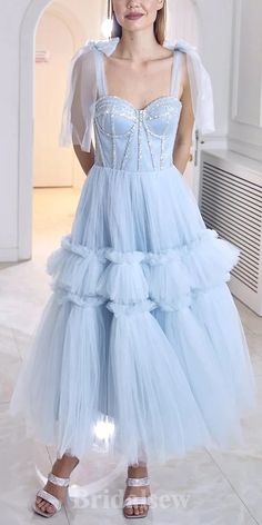 A-line Light Blue Tulle Straps Popurle Elegant Evening Formal Long Pro – bridalsew Fitted Blue Tulle Ball Gown, Blue Strapless Tulle Evening Dress, Strapless Blue Tulle Evening Dress, Blue Tulle Princess Evening Dress, Blue Princess Style Tulle Evening Dress, Princess Style Blue Tulle Evening Dress, Blue Tulle Ball Gown With Sweetheart Neckline, Blue Fitted Organza Ball Gown, Light Blue Tulle Ball Gown For Banquet