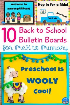 the back to school bulletin board for preschool and pre - k students with an image of a