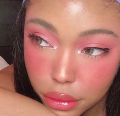 Tamaguccie Instagram, Kawaii Blush Makeup, Brown And Pink Makeup Looks, Soft Pink Makeup Looks Black Women, Brown And Pink Makeup, Blush Aesthetic Makeup, Pink Soft Makeup, Blush Makeup Aesthetic, Soft Pink Makeup Looks