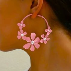 Very Pretty And Girly Oversize Floral Hoops In Pink Powder Coated Metal. Faux Pearl Accents. Lightweight, Pierced. Boutique Packaging Includes Storage Bag New To Poshmark? Use Code Emmiesbling For $10 Off Your Purchase When You Open A New Account. Check Out My Other Listings If You Like Boho Hippie 60’s 70’s 80’s 90’s Y2k Retro Mcm Pin-Up Beach Western Pool Coachella Festival Southwestern Bohemian Vintage Ig Instagram Tik Tok Gypsy Spell Vici Nasty Gal, Misguided, House Of Cb, Quay, Windsor, Lul Trendy Spring Hoop Earrings, Pink Hoop Earrings For Spring, White Hoop Earrings For Spring Party, Trendy Hoop Earrings For Beach In Spring, Trendy Hoop Earrings For Spring Beach Events, Trendy Flower Hoop Earrings For Summer, Trendy Earrings For Spring, White Spring Party Hoop Earrings, Spring Party White Hoop Earrings