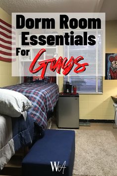 dorm room essentials for grads with text overlay that reads dorm room essentials for grads