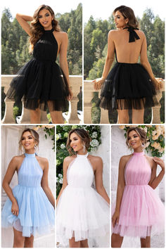 acelimosf™-Mesh hem backless off-shoulder dress Summer Homecoming Dresses With Spaghetti Straps, Chic Backless Suspender Dress For Prom, Summer Homecoming Mini Dress With Spaghetti Straps, Halter Neck Backless Dress For Prom, Summer Halter Dress With Spaghetti Straps For Wedding, Summer Wedding Suspender Dress, Elegant Halter Neck Suspender Dress For Summer, Backless Halter Dress For Summer Wedding, Summer Backless Halter Dress For Wedding