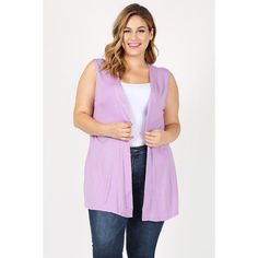 Solid, Open-Front, Thigh-Length Vest In A Relaxed Fit. Long Body Length, Loose Fit Cardigan 95% Rayon 5% Spandex Made In Mexico Casual Purple V-neck Outerwear, Casual Purple Open Front Outerwear, Spring Purple Cardigan For Layering, Purple Outerwear For Spring Layering, Purple Spring Cardigan For Layering, Spring Purple Outerwear For Layering, Purple Open Front Outerwear For Spring, Spring Purple Open Front Outerwear, Plus Size Cardigan