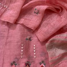 Pink Silk Salwar Kameez With Intricate Embroidery, Unstitched Pink Salwar Kameez With Intricate Embroidery, Pink Resham Embroidery Unstitched Salwar Kameez, Pink Chanderi Embroidered Fabric With Pallu, Pink Semi-stitched Handwork Salwar Kameez, Embroidered Suits, Patiala Salwar, Embroidered Pants, Beautiful Suit