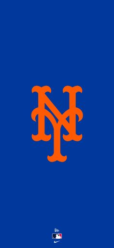 the new york mets logo on a blue background