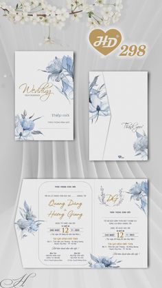 wedding stationery with flowers and hearts on it