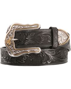 Tony Lama Westerly Ride Leather Belt - Reg & Big | Sheplers Black Leather Hand Tooled Belt Buckles, Black Hand Tooled Western Belt Buckles, Luxury Western Style Men's Belts, Luxury Hand Tooled Classic Belt, Men’s Tooled Leather Belt, Cowgirl Belts, Tony Lama, Boots Store, Western Buckles