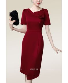 Get 10% off now! Buy elegant sheath knee length wedding guest dress with short sleeves at wholesale price online. Free shipping and pro custom service since 2009. High Low Prom Dresses, Purple Prom Dress, Standard Dress, Green Prom Dress, Tea Length Wedding Dress, Pink Prom Dresses, Prom Dress Shopping, Black Prom Dresses, Prom Dresses With Sleeves