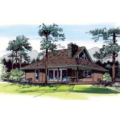 this is an artist's rendering of the cabin style house plans for small homes