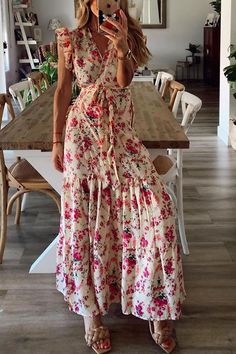 Lace Beach Dress, Summer Maxi Dress Floral, Maxi Vestidos, Mode Prints, Long Dresses Elegant, Womens Wrap Dress, Boho Dresses Long, Casual Short Sleeve Dress, Vestidos Vintage