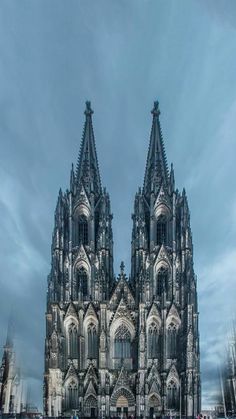 the large cathedral has many spires on it's sides