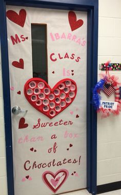 this is a door decorated with buttons and hearts for valentine's day or other special occasion