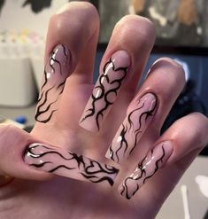 Techno Nails, Sb Tattoos, Ballerina Acrylic Nails, Horror Nails, Halloween Acrylic Nails, Punk Nails, Edgy Nails, Goth Nails