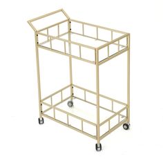 a small metal cart with wheels on it