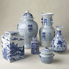 Blue Ming Ceramic Collection Blue And White Porcelain Decor, Ming Dynasty Pottery, Blue And White Vases, Chinoiserie Patterns, Chinoiserie Vases, Jute Design, Holiday Furniture, Chinoiserie Vase, Blue Christmas Decor