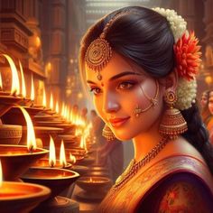 a beautiful woman holding a lit candle in her hand