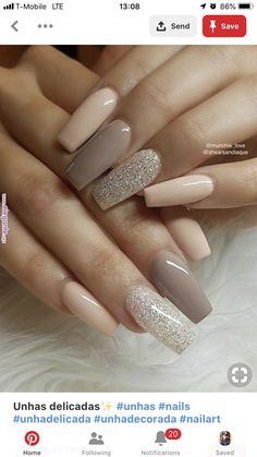 Neutral Nail Designs, Neutral Nail, Ballerina Nails, Neutral Nails, Acrylic Nails Coffin, Fancy Nails, Best Acrylic Nails