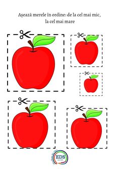 an apple cut out into squares with scissors on the top and bottom, in spanish