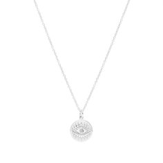 This beautiful Diamond Evil Eye Disc Pendant adds an elegant touch to any outfit. Crafted using 925 sterling silver and genuine diamonds, it is sure to become a cherished piece of jewelry for years to come. Classic Diamond Jewelry With Si Clarity, Engraved White Gold Spiritual Jewelry, Spiritual Engraved White Gold Jewelry, Engraved Spiritual White Gold Jewelry, Sterling Silver Jewelry With Si Clarity, White Sterling Silver Jewelry With Si Clarity, Sterling Silver Jewelry With Si Clarity In White, Everyday White Gold Jewelry With Single Cut Diamonds, Luxury Silver Jewelry With Si Clarity