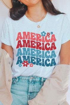 Make a statement with your style this 4th of July! Show your American pride with these bold and vibrant graphic t-shirts! Perfect for celebrating the holiday with friends and family, these shirts are sure to make a patriotic statement. Don't miss out on the opportunity to showcase your love for the USA in a groovy and fashionable way! SPECIFICATIONS: Unisex Crew Neck Short Sleeve Tees. Crafted from premium materials, tailored to your lifestyle, ensuring a comfortable fit for any occasion. Family Group Uniforms Birthday Party Gift Concert Festival Events. High Quality Direct To Film Printed Graphic Design. 100%COTTON,HEATHER(52%COTTON,48%POLY),ATH.HEATHER,BLACK HEATHER(90%COTTON,10%POLY) Made In: Nicaragua Holiday With Friends, Pants Gift, Concert Festival, Film Prints, Graphic Tops, Birthday Party Gift, Graphic Design Print, American Pride, Pullover Jacket