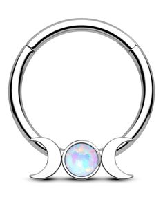 PRICES MAY VARY. [Attractive Design]: This Septum Jewelry is Double Moon-Shaped with one Opal in the Center. AAA Grade Shiny, This Design Makes Your Piercing More Attractive. [Gauge and Size]:Bar Thickness:16G(1.2mm); Diameter: 8mm/10mm. Easy to wear on and off. You Could Choose the Suitable Size According to Your Piercing. [Reliable Material]:The Hoop is Made of 316L Stainless Steel, it is one Of The Most Safety Materials For All Types Of Skin.Nickle and Lead-Free, Good for the Sensitive Skin. Hoop Piercing Nose, Cartilage Piercing Hoop, Titanium Belly Button Rings, Opal Septum, Septum Piercing Jewelry, Ring Day, Daith Piercing Jewelry, Septum Rings, Piercing Inspo