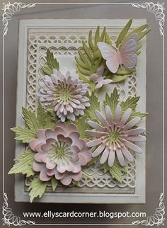 a close up of a card with flowers on it