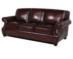 a brown leather couch on a white background